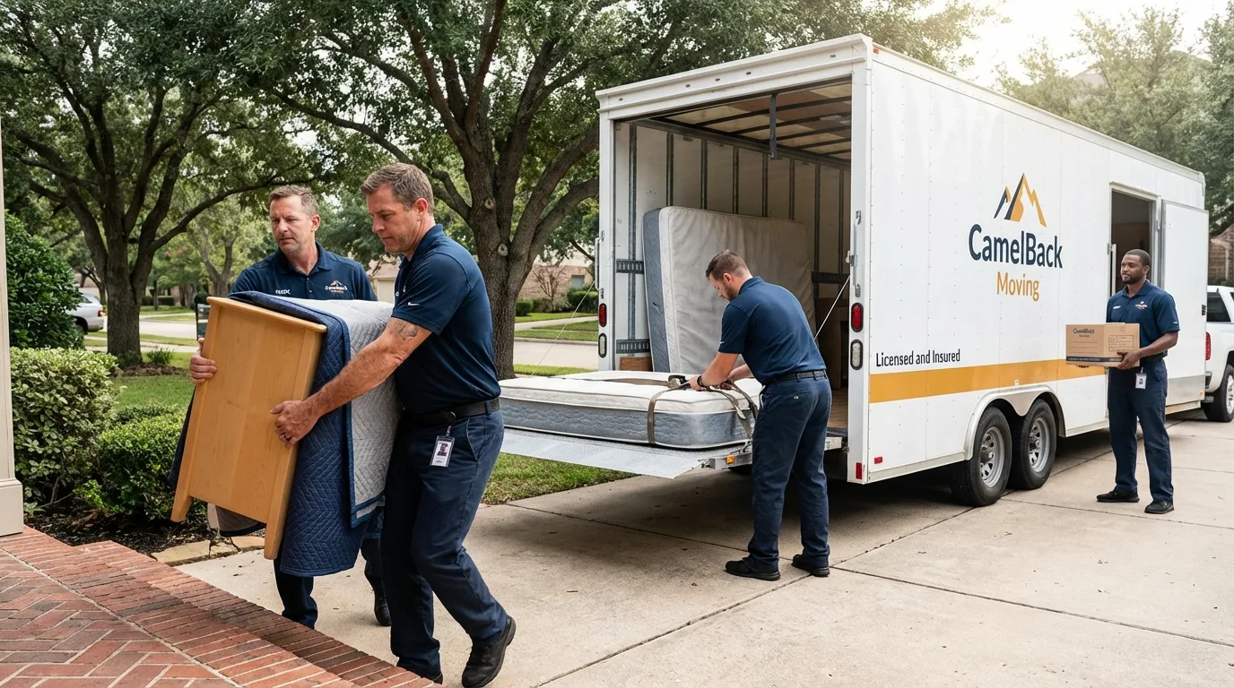 Crew loading residential truck for cross-state move from Mulberry, FL