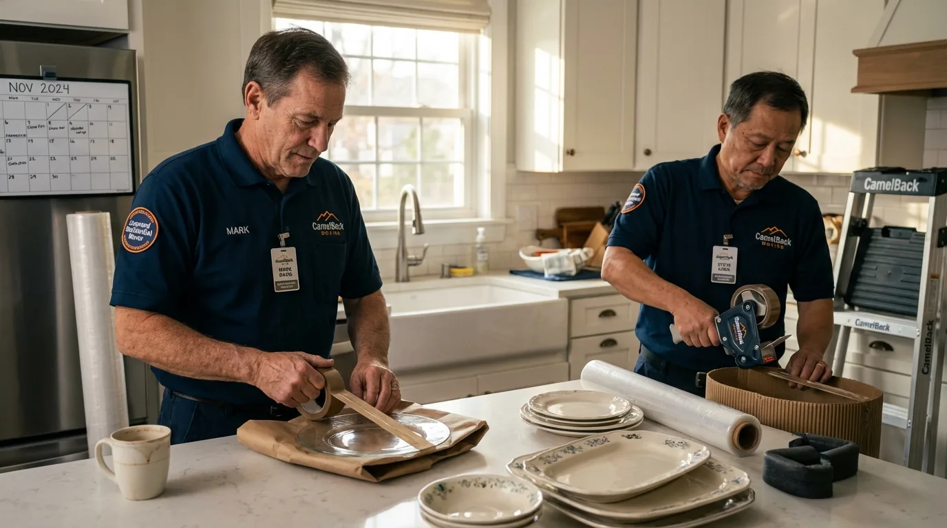 Professional crew packing kitchen dishware in Mulberry, FL